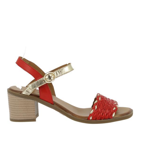 Marco Dalessi Samba Red Slingback Heels front view; 6cm platform, leather upper and lining