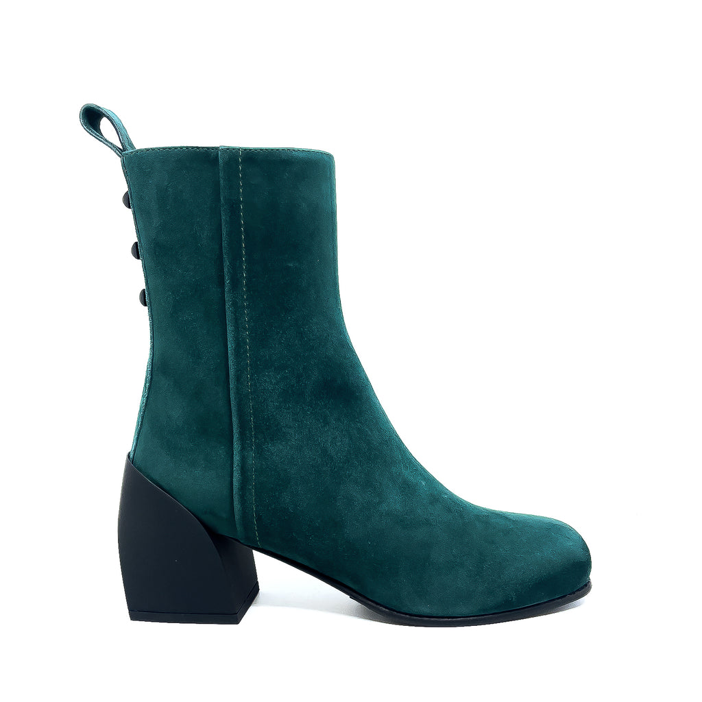 Moda Di Fausto Green Suede Heeled Ankle Boot