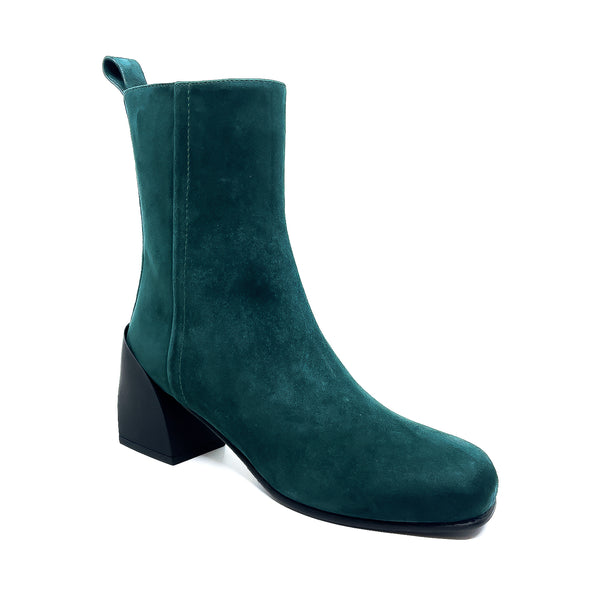 Moda Di Fausto Green Suede Heeled Ankle Boot