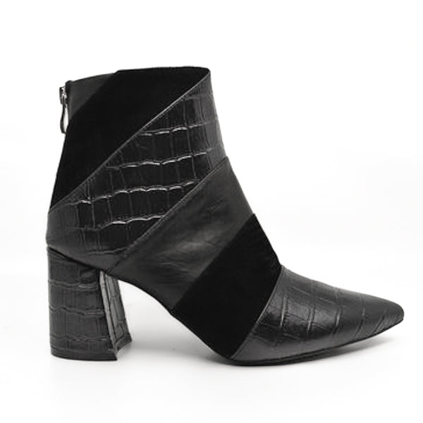 Nude Zellah Snake Black Leather Suede Ankle Boot
