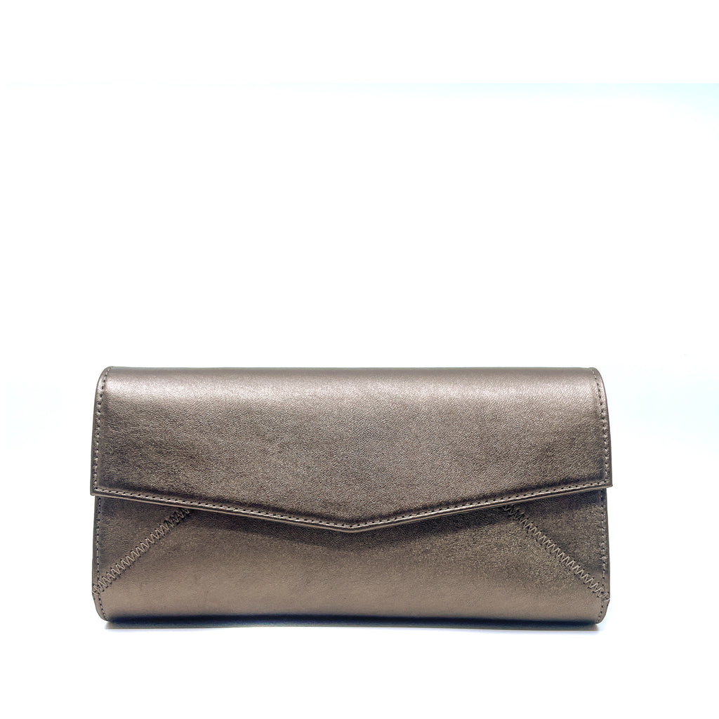 Unisa Zalessia Bronze Leather Clutch Bag