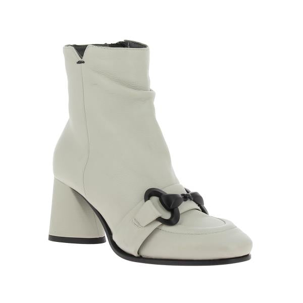 Lilimill 7144 White Bone Heeled Dress Ankle Boot