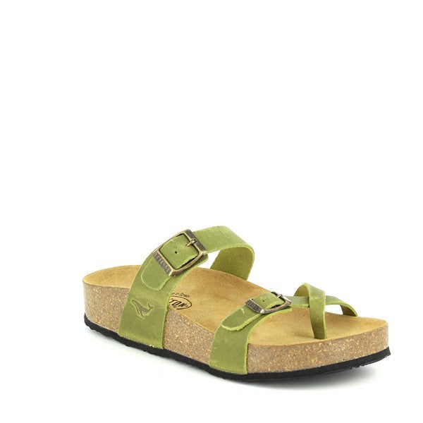 A close-up view showcasing the anti-bacterial insole and leather lining of the Pistachio Women's Sandals, promising all-day freshness and comfort.