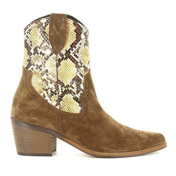 Quait Suede Snakeprint Western Ankle Boot