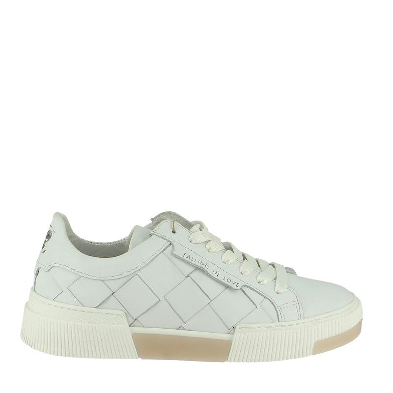 Felmini D041 White Women's Leather Lace Up Sneaker