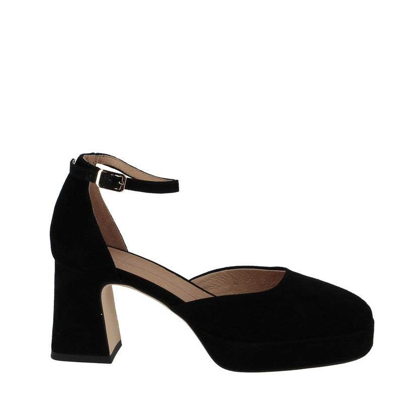 Mollini Nest Black Suede Platform Square Toe Women's Heel