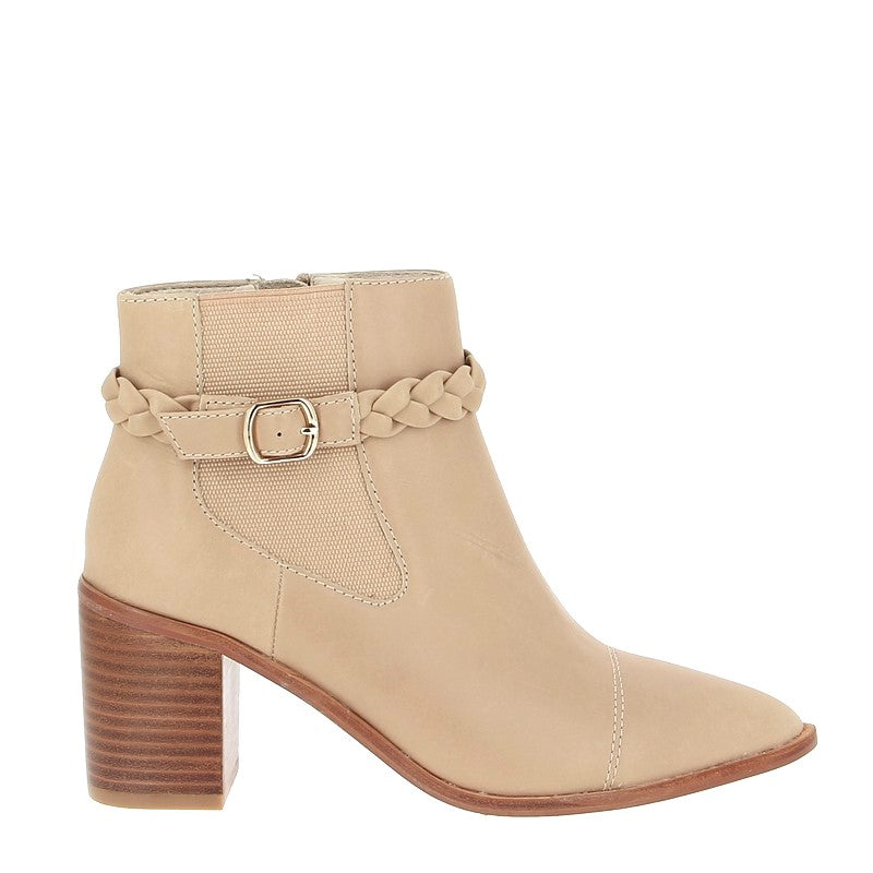 Nude Margo Natural Heeled Ankle Boot