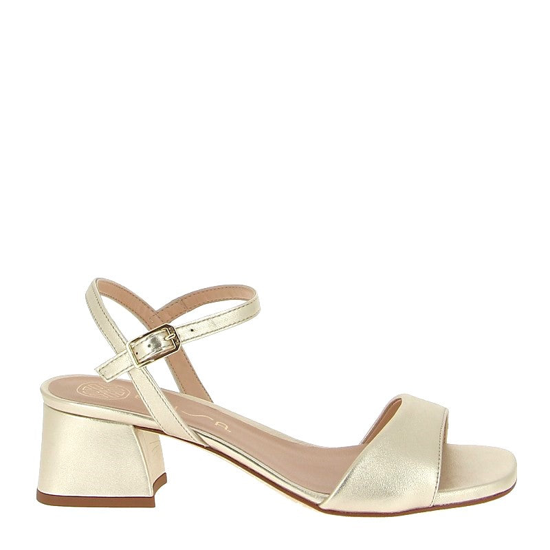 Unisa Kirk Gold Block Heel Sandal