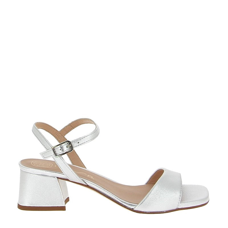 Unisa Kirk Silver Block Heel Sandal