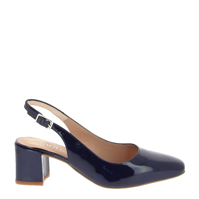 Unisa Lauri Patent Navy Slingback Pump Heel