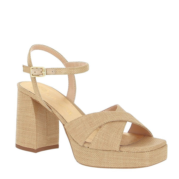 Unisa Ozzy Natural Raffia Platform Heeled Sandal