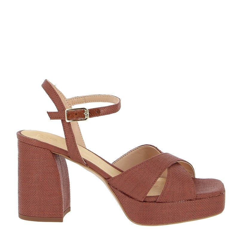 Unisa Ozzy Terracota Raffia Platform Heeled Sandal