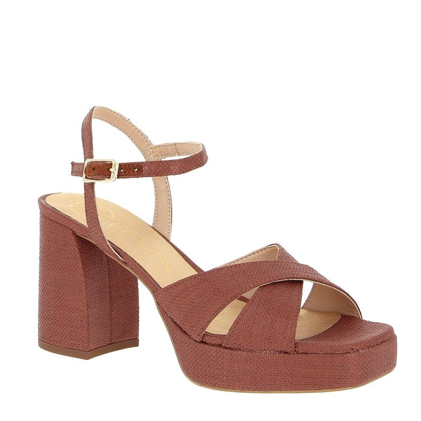 Unisa Ozzy Terracota Raffia Platform Heeled Sandal