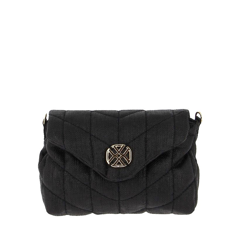 Unisa Zatenas Raffia Black Hand Bag Clutch