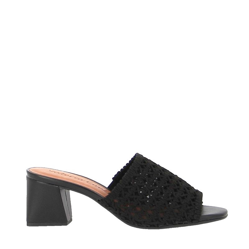 Valerio Conte 490054 Black Heeled Slide