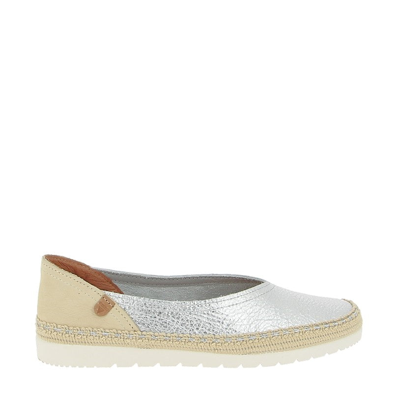 Verbenas Noelia Silver Slip On Flats