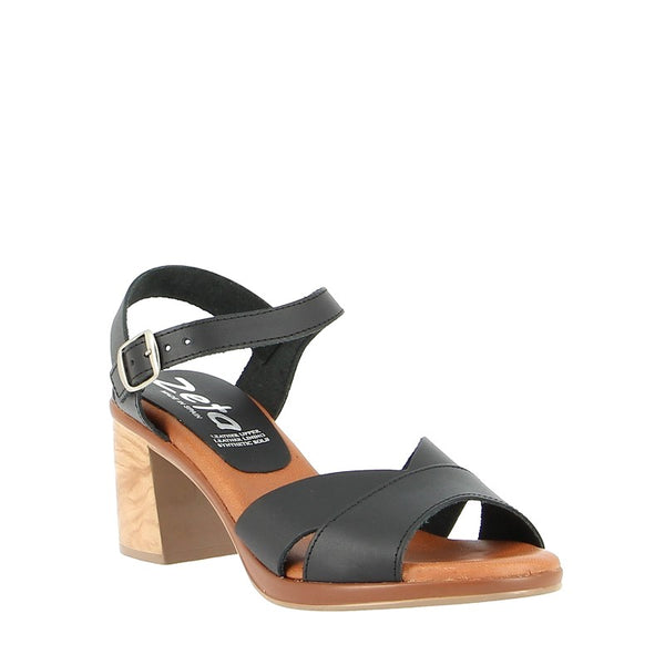 Zeta Beth Black Heeled Platform Sandal