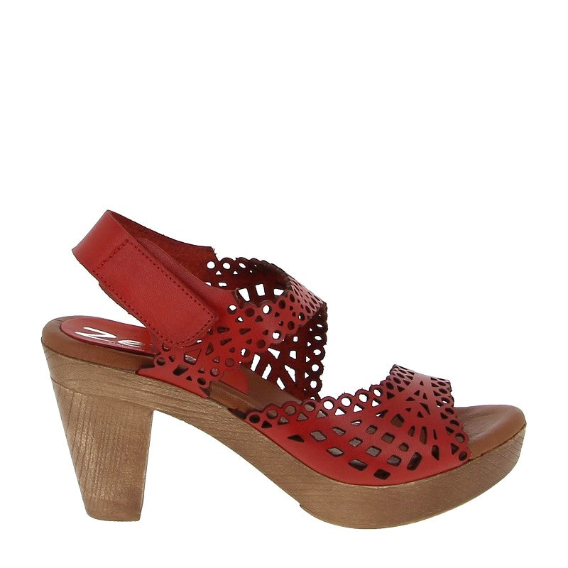 Zeta Frills Red Heeled Platform Sandal