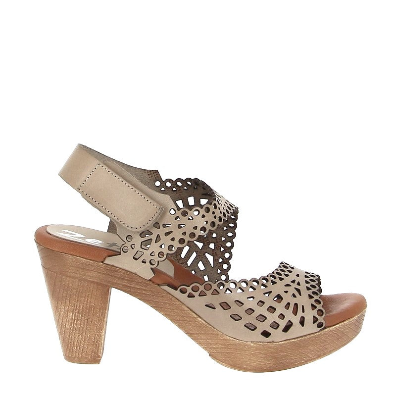 Zeta Frills Taupe Heeled Platform Sandals