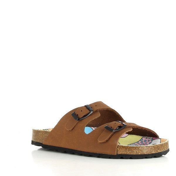 Experience the epitome of comfort and style with our 110047 Tan Kid's Slide. Crafted with eco-friendly cork construction and a sturdy platform heel, these sandals are perfect for little adventurers.