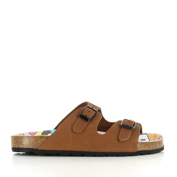 Experience the epitome of comfort and style with our 110047 Tan Kid's Slide. Crafted with eco-friendly cork construction and a sturdy platform heel, these sandals are perfect for little adventurers.