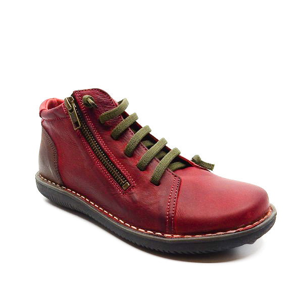 Zeta 3508 Lace Up Bootie Cherry Red