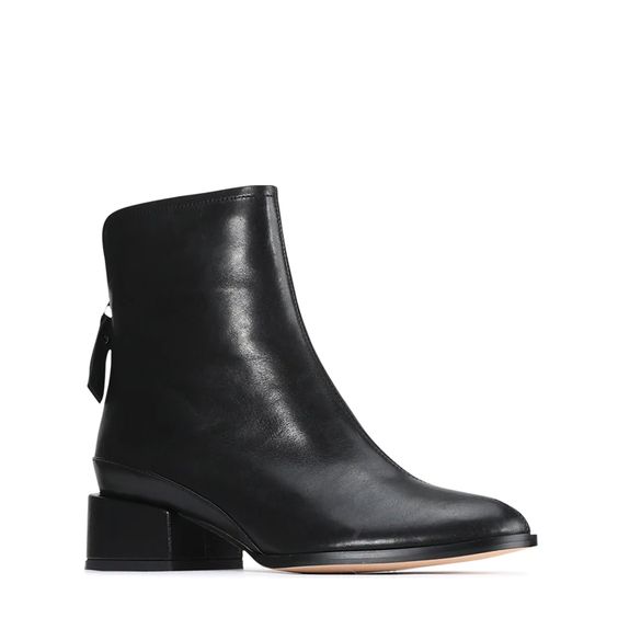 Eos Cast Black Leather Low Heel Ankle Boot