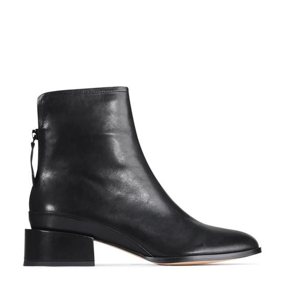 Eos Cast Black Leather Low Heel Ankle Boot