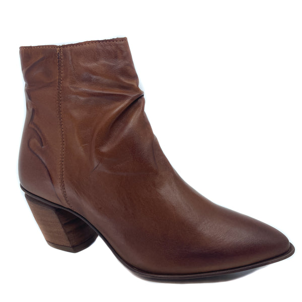 Eos Norton Brandy Brown Leather Western Ankle Boot