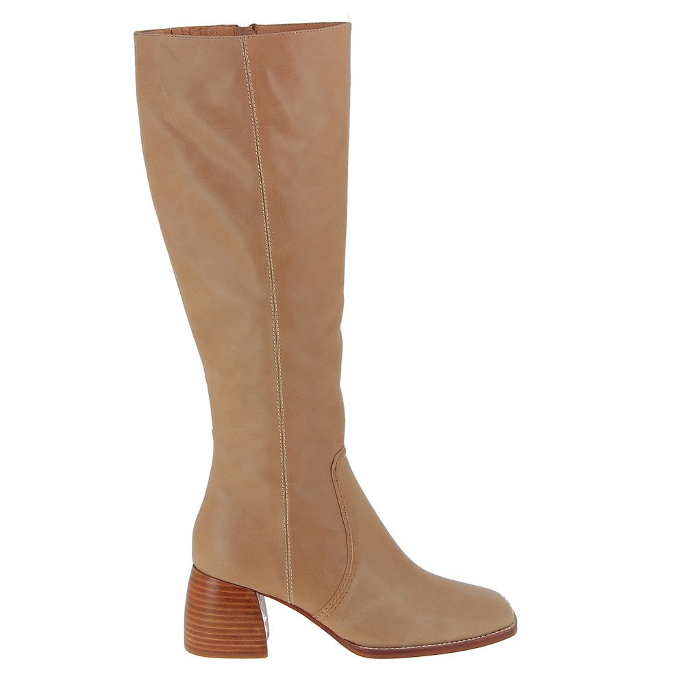 Camel knee high leather boots on sale