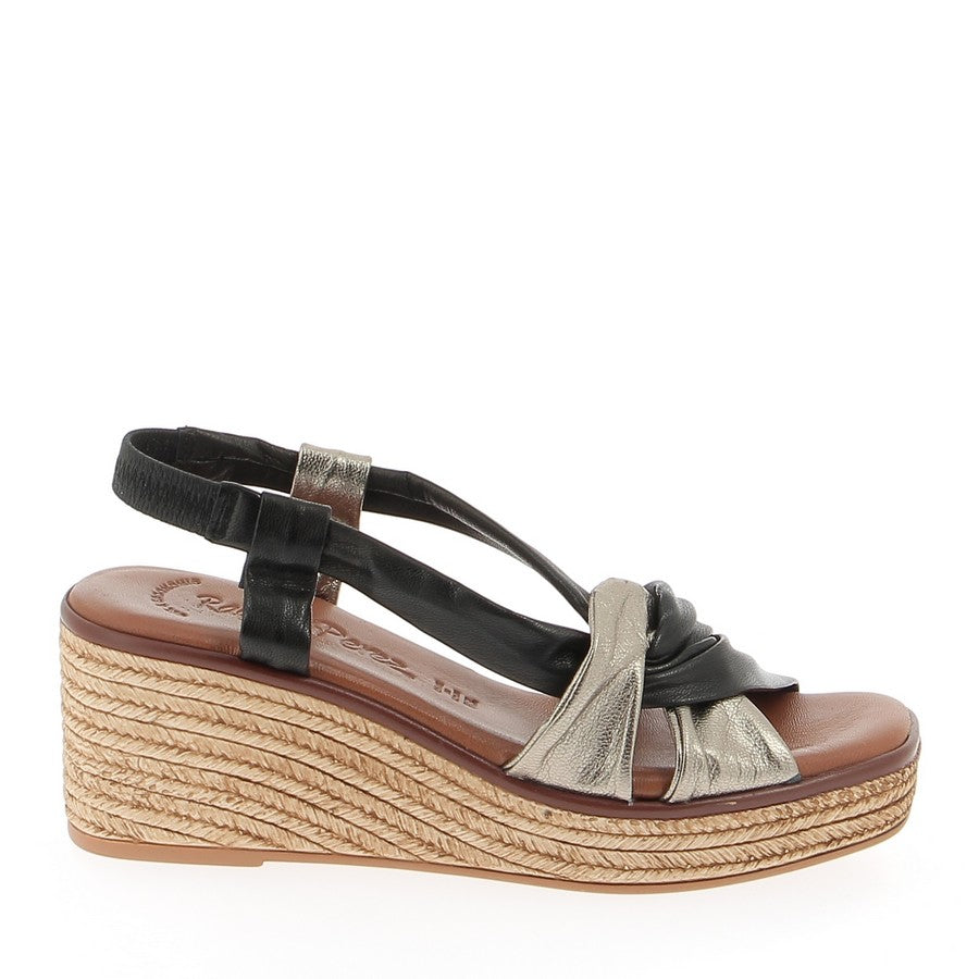 Raquel Perez Giovanni Black/Pewter Wedge Sandal