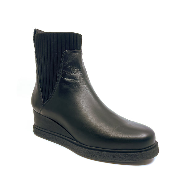 Unisa Jualo Black Leather Wedge Ankle Boot