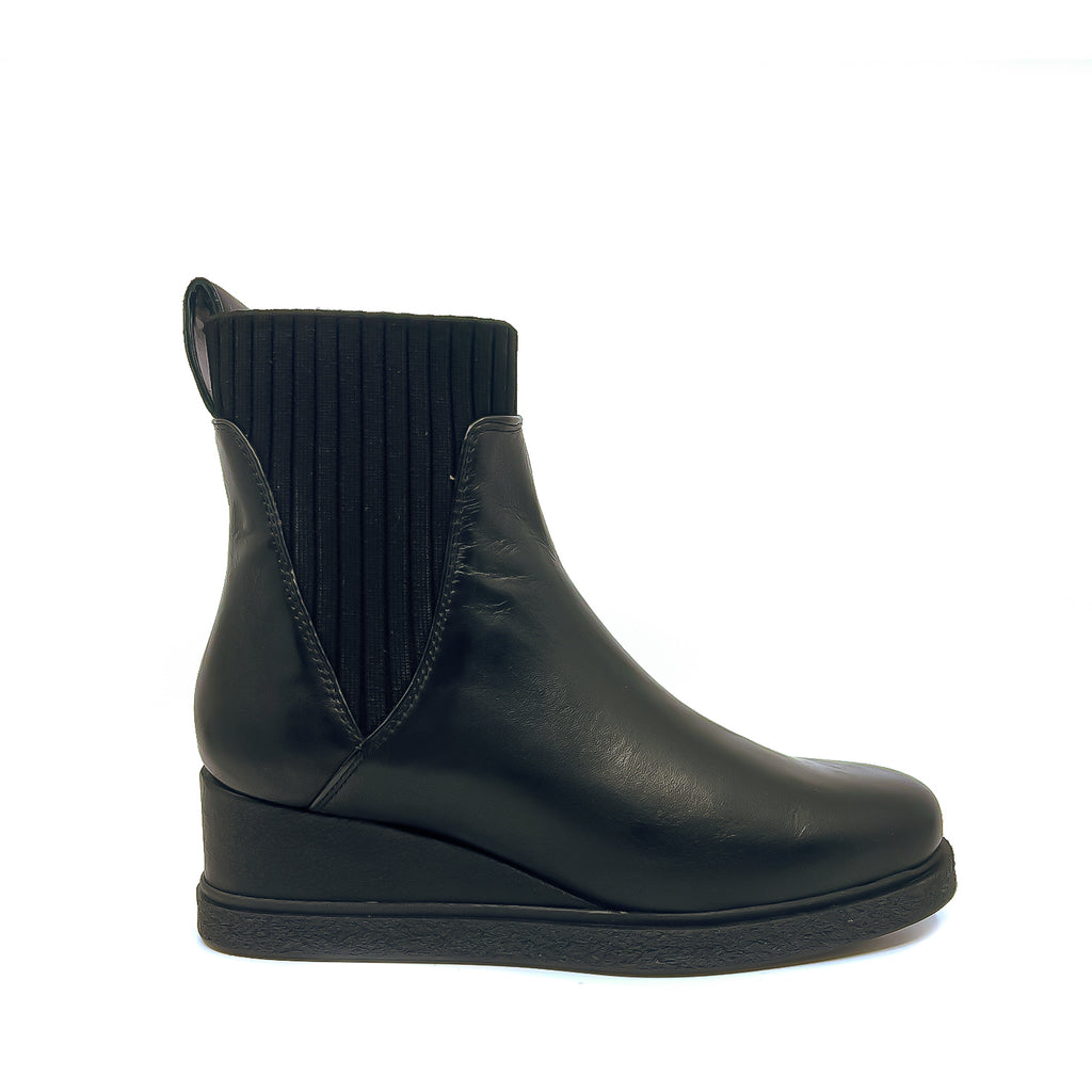 Unisa Jualo Black Leather Wedge Ankle Boot