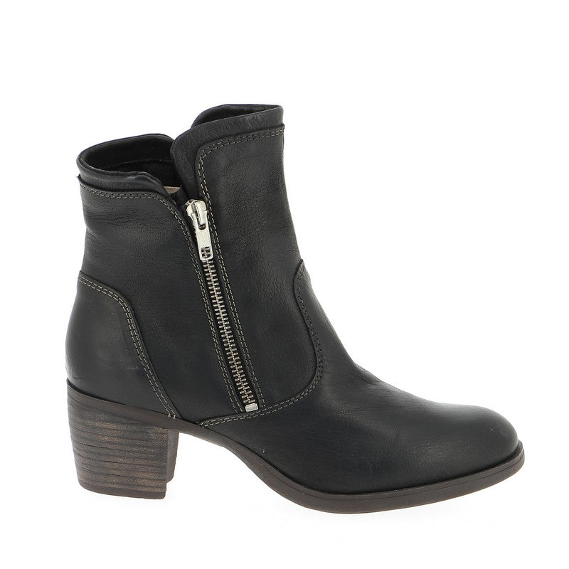 Zeta 4956 Black Heeled Casual Ankle Boot