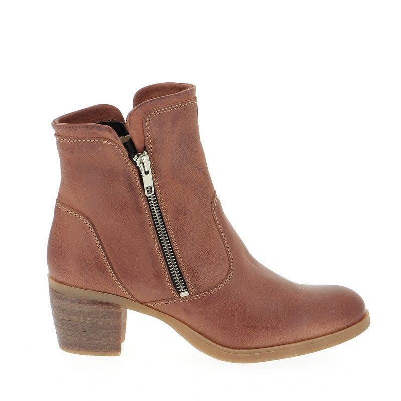 Zeta 4956 Tan Heeled Ankle Boot Casual Comfort Boot