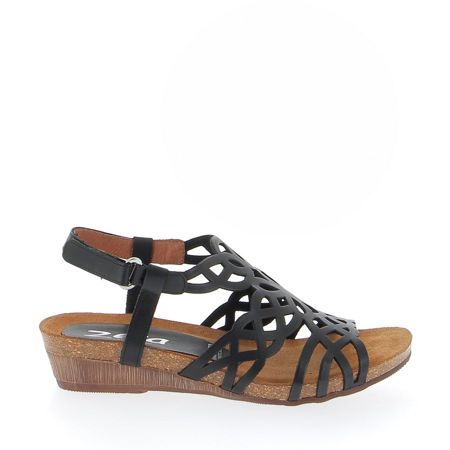 Zeta Izabel Black Wedge Sandal