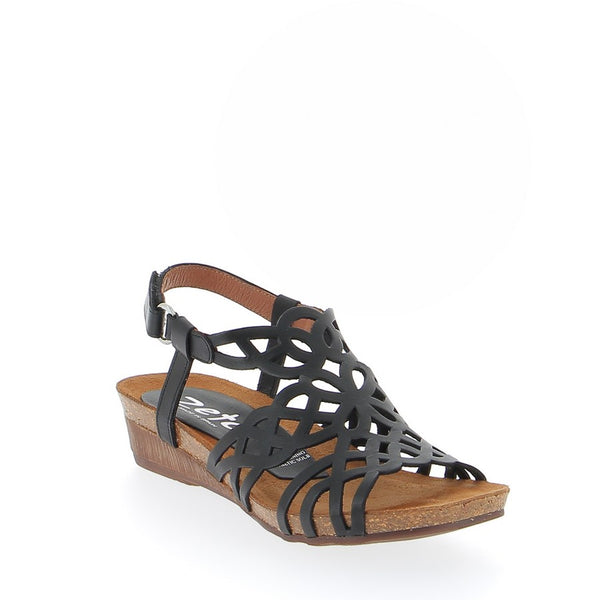 Zeta Izabel Black Wedge Sandal
